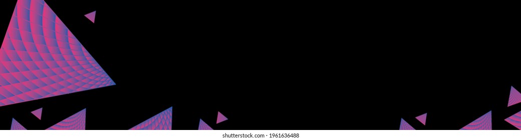 Abstract colored triangles pattern New Retro Wave illustration on dark background. Modern vector template backdrop.
