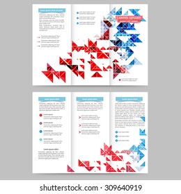 Abstract colored tri-fold brochure design template with geometric elements for your business