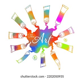 Abstract colored tubes with paint. Vector illustration