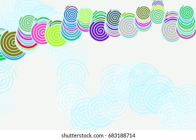Abstract colored twirl circle line, path or  shape pattern. Good for web page, wallpaper, graphic design, catalog, texture or background. Vector illustration graphic.