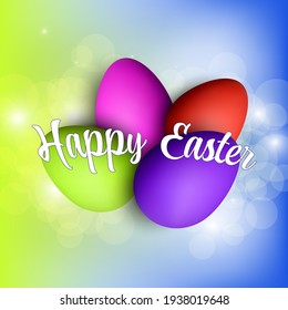 Abstract colored vector Easter background with colored eggs. Poster, festive banner