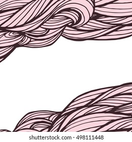 Abstract colored vector frame with waving curling lines. You can use any color of background