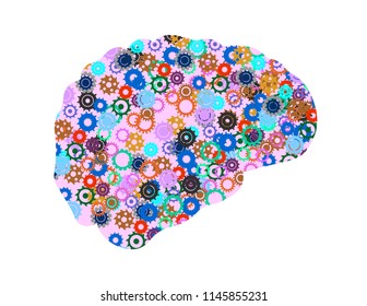 
Abstract colored vector image illustrating the complex work of the neural network of the brain. Gears in the brain