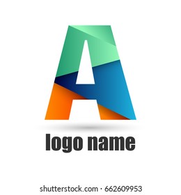 Abstract colored vector logo A Company design