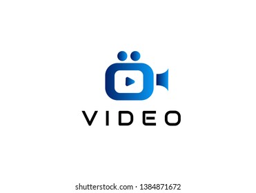 Abstract colored vector logo. Play logo. Media logo. Multimedia logo.