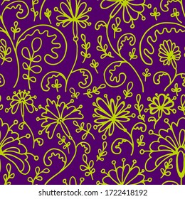 abstrakte, farbige Vektorgrafik nahtloser Blumenmuster. Stoffdruck  