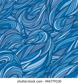 Abstract colored vector seamless pattern with waving curling lines.