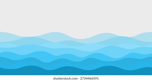 Abstract colored wave background with dynamic wave design seamless border. Vector illustration.