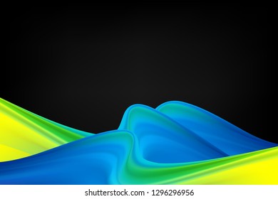 Abstract colored wave background on black background.