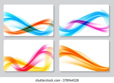 Abstract Colored Wave Card Set Background. Vector Illustration. EPS10