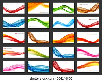 Abstract Colored Wave Card Set Background. Vector Illustration. EPS10