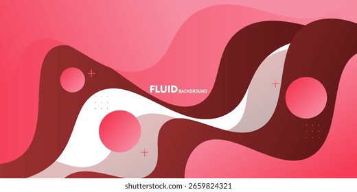 Abstrakter, farbiger Wellenfluidgradient, einfaches rosafarbenes und rotes Muster auf weißem, horizontalem Hintergrund. Vektor eps10