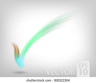 Abstract colored wave lines VECTOR. Check mark.