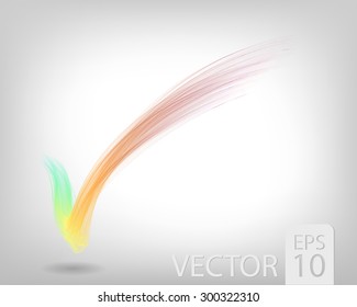 Abstract colored wave lines VECTOR. Check mark.
