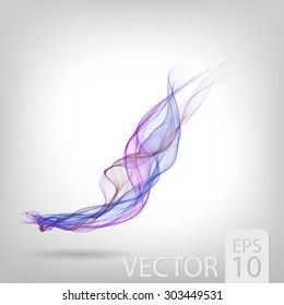 Abstract colored wave lines VECTOR. Fluid smoke like shape constructed from polygons.