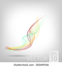 Abstract colored wave lines VECTOR. Fluid smoke like shape constructed from polygons.