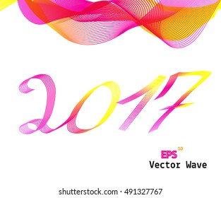 Abstract Colored Wave on Background 2017. Vector Illustration. EPS10