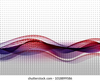 Abstract colored wave on a grey dot background. Vector