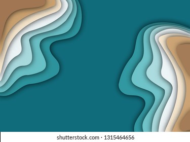 Abstract colored waves. Background paper cut style.