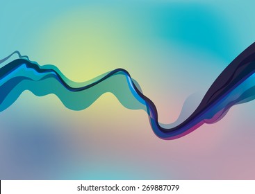 Abstract  colored waves on colorful blue background