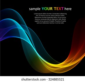 Abstract colored waves on a dark background