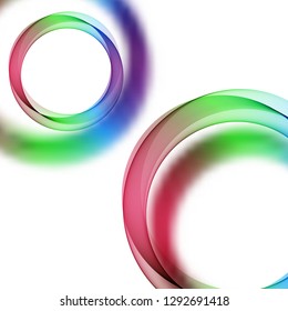Abstract colored wavy circles with shadow