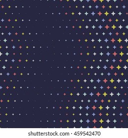 Abstract colored wavy pattern made of stars. Dotted seamless vector texture