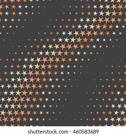 Abstract colored wavy pattern made of stars. Dotted seamless vector texture