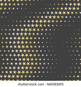 Abstract colored wavy pattern made of stars. Dotted seamless vector texture
