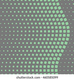 Abstract colored wavy pattern made of rounded squares or tiles. Dotted seamless vector texture