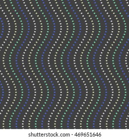 Abstract colored wavy pattern made of rounded rectangles or bricks. Dotted seamless vector texture