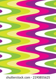 Resumen Tiras onduladas de color Sencillo patrón retro Aspecto psicodélico Líneas verticales Concepto colorido Perfecto para impresión de tela de alamante o envolver papel Neon Lime Tones Fuchsia verde