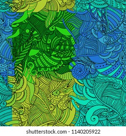 Abstract colored zentangle seamless pattern