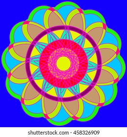 Abstract colorfol geometric fractal mandala.