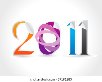 abstract colorful 2011 text sticker vector illustration