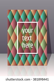 Abstract colorful 3d effect A4 dimensions card. Creative title page background. Minimalistic backdrop. Can be used as cover, brochure, report or flyer design template.