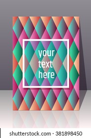 Abstract colorful 3d effect A4 dimensions card. Creative title page background. Minimalistic backdrop. Can be used as cover, brochure, report or flyer design template.