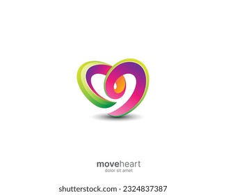 Abstract colorful 3d love logo template