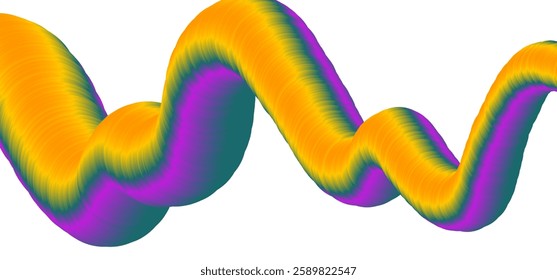 Abstract colorful 3D twisted wave shape with gradient colors on a white background. Glowing retro vector design