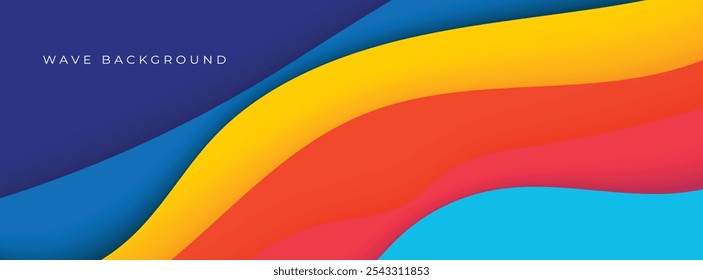 Abstract colorful 3D wavy background papercut style design for website and headline text 