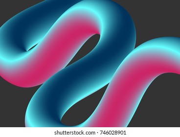 Abstract colorful 3d wavy shape background. Vector design