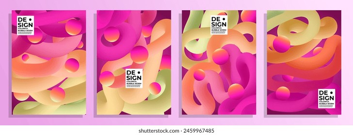 abstract colorful 3d worm bubble illustrations cover design set, for magazine, catalog, flyer, cover, poster, brochure, etc.
a4 size cover design set.