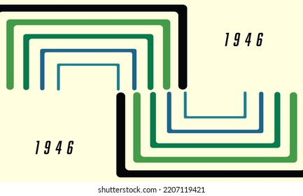 Abstract colorful 40s background vector. Vintage retro style wallpaper with lines, rainbow stripes, geometric shapes. 1940s color illustration design suitable for poster, banner, decorative, wall art