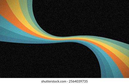 Abstract colorful 70s, 80s, 90s. background vector. Vintage retro wallpaper with rainbow stripes and wavy lines. Retro 1970 color illustration for posters, banners, decorative items and wall art. 