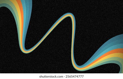 Abstract colorful 70s, 80s, 90s. background vector. Vintage retro wallpaper with rainbow stripes and wavy lines. Retro 1970 color illustration for posters, banners, decorative items and wall art. 
