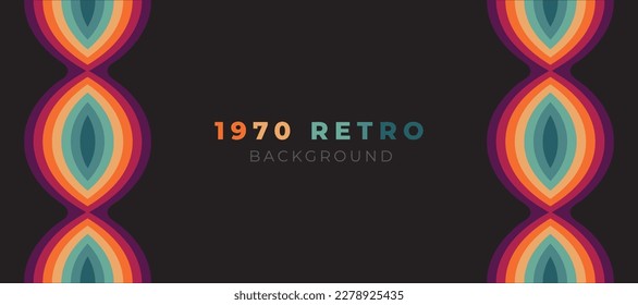 Abstract colorful 70s background vector. Vintage Retro Colors from the 1970s 1900s, 80s, 90s. retro style wallpaper with lines, rainbow stripes. suitable for poster, banner, decorative, wall art.
