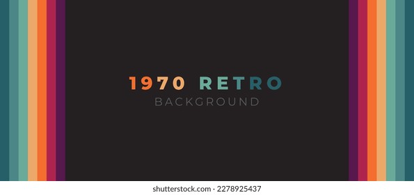 Abstract colorful 70s background vector. Vintage Retro Colors from the 1970s 1900s, 80s, 90s. retro style wallpaper with lines, rainbow stripes. suitable for poster, banner, decorative, wall art.