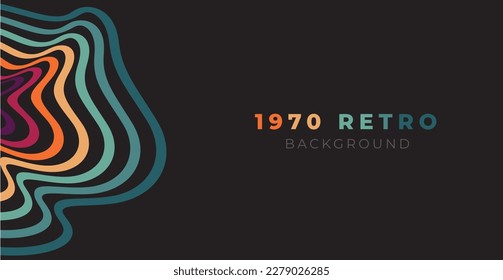 Resumen del colorido vector de fondo de los años 70. Colores retro vintage de los años 1970, 80, 90. fondo de pantalla de estilo retro con líneas, rayas de arcoiris. apto para carteles, pancartas, decoración, arte en la pared.