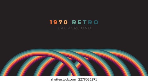 Abstract colorful 70s background vector. Vintage Retro Colors from the 1970s 1900s, 80s, 90s. retro style wallpaper with lines, rainbow stripes. suitable for poster, banner, decorative, wall art.