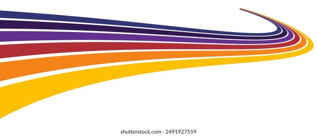 Abstract colorful 70s background vector. Vintage retro wallpaper with rainbow stripes and wavy lines. A 1970 color illustration suitable for posters, banners, decorative items and wall art.